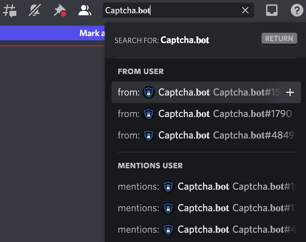 多个伪装成 Captcha.bot 的恶意账号