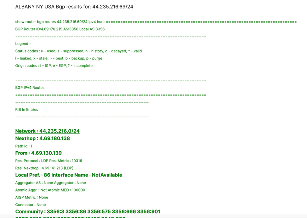 Celer IP BGP Trace